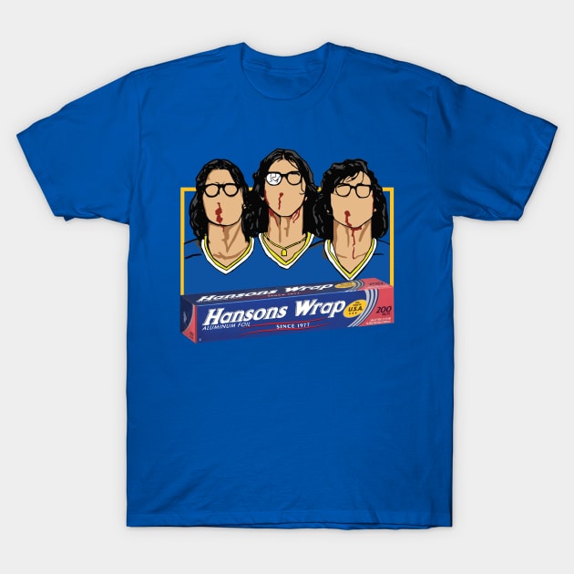 Hanson Brothers Hockey Slapshot Aluminum Foil T-Shirt by Alema Art